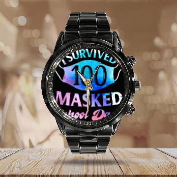 Discover I Survived 100 Masked School Days Teacher or Student Gift 1 Calendar Steel Band Watch