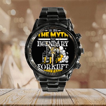 Discover Forklift operator Warehouse Heavy equipment Forklift truck 3 Calendar Steel Band Watch