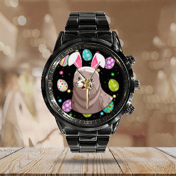 Discover Seals Gift Funny Easter Egg Lover Bunny Ear Seals Face Easter Sunday Calendar Steel Band Watch