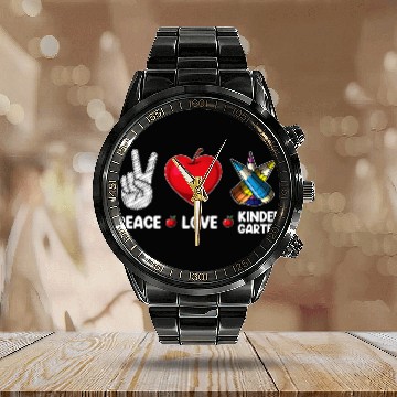 Discover Peace Love Kindergarten teacher Student Back To School Gifts Calendar Steel Band Watch