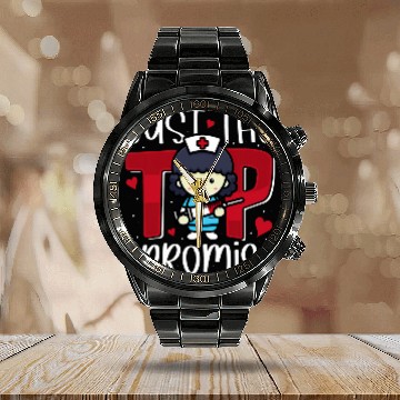 Discover Just the Tip Funny Phlebotomy Phlebotomist nurses Women 2 Calendar Steel Band Watch