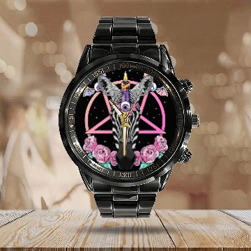 Discover Pastel Goth Zebra Pagan Creepy Menhera Zebra Zip Calendar Steel Band Watch