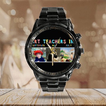 Discover Art Teacher Life September May July Baseball Tees Calendar Steel Band Watch