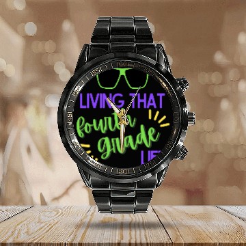 Discover Living That Fourth Grade Life Cute 4th grade Teacher Student Calendar Steel Band Watch