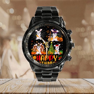Discover Rabbits Halloween Thanksgiving Christmas Bunny Hallothanksmas Calendar Steel Band Watch
