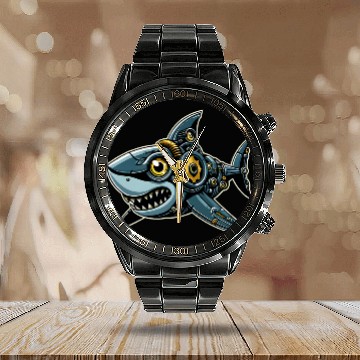 Discover Shark Robots Robotics Engineering Technology Programmer Calendar Steel Band Watch