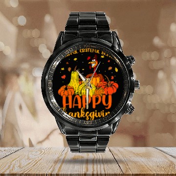 Discover Thankful Grateful Blessed Happy Thanksgiving Pilgrim Turkey 49 Baseball Tees Calendar Steel Band Watch
