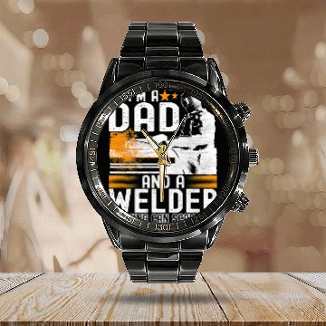 Discover Welders Metal Worker Steel Welding Dad Welder 2 Calendar Steel Band Watch