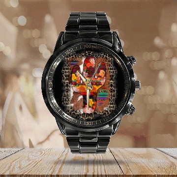 Discover Western Country Leopard Cheetah Cactus Serape Cowhide Aztec Calendar Steel Band Watch