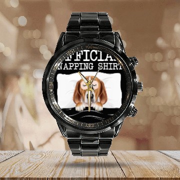 Discover Funny Official Napping Sleeping English Foxhound Calendar Steel Band Watch