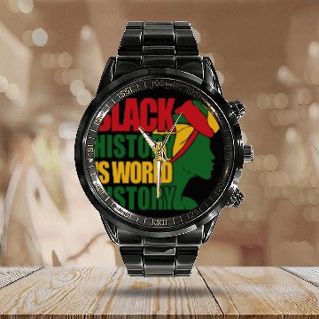 Discover Black History is world History Afrocentric Empowerment 1 Zip Calendar Steel Band Watch