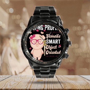 Discover Pig Lover Womens OOP Dating Object Oriented Pig Programming Software Engineer Calendar Steel Band Watch
