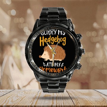 Discover Hedgehog Homework Student School Calendar Steel Band Watch