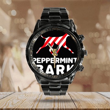 Discover Christmas Dog Peppermint Bark Azawakh Funny Calendar Steel Band Watch
