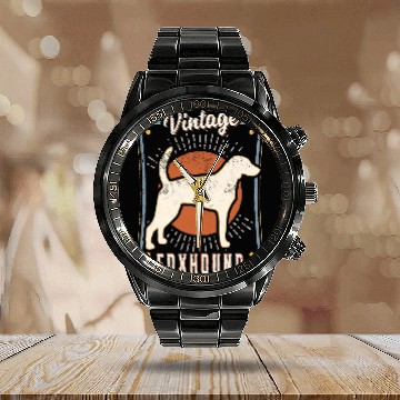 Discover Foxhound vintages Retro Classic Dog Love Baseball Tees Calendar Steel Band Watch