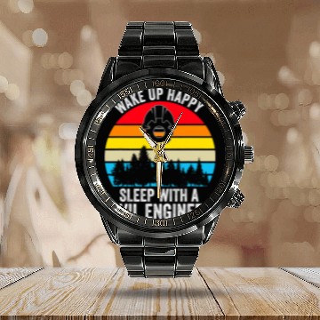 Discover Wake up happy sleep with a civil engineer Job Calendar Steel Band Watch