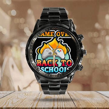 Discover Game Over Back To School Teacher Student Controller Gamer Baseball Tees Calendar Steel Band Watch