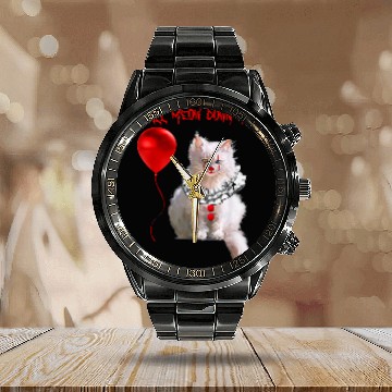 Discover We All Meow Down Here Halloween46 Calendar Steel Band Watch