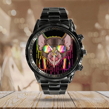 Discover Music Bat Dj With Headphones Musical Bat Lovers 39 Calendar Steel Band Watch