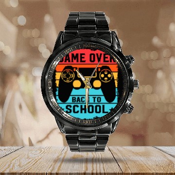 Discover game over back to school for boys Teacher Student Controller 1 Baseball Tees Calendar Steel Band Watch