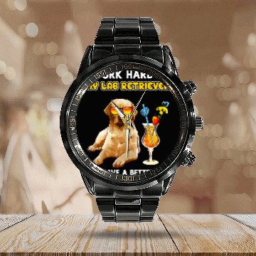 Discover Labrador Lab Dog Funny Yellow Lab Labrador Retriever Lover Calendar Steel Band Watch