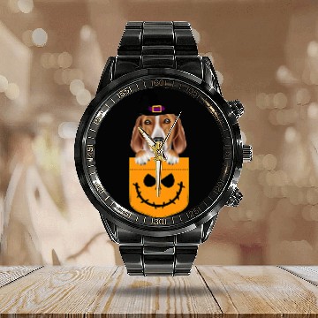 Discover Halloween Pocket English Foxhound Scary Jack O Lantern Baseball Tees Calendar Steel Band Watch
