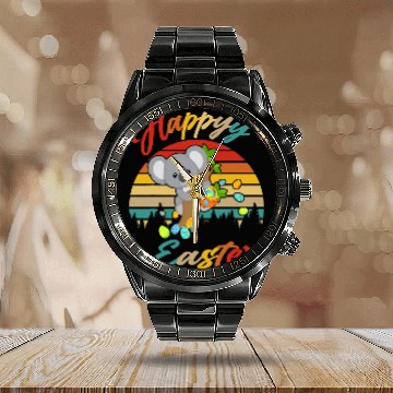 Discover Funny Bear vintages Retro Happy Easter Bunny Koala Bear Easter Eggs Cute Bears Calendar Steel Band Watch