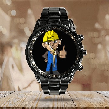 Discover Construction Manager Builder Monkey Construction Worker Calendar Steel Band Watch