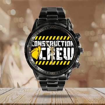 Discover Construction Crew Construction Site Builder 3 Calendar Steel Band Watch