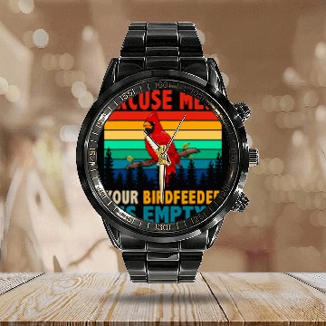 Discover vintages Retro Your Birdfeeder Is Empty Cute Cardinal Bird Baseball Tees Calendar Steel Band Watch