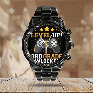 Discover Teacher Job Teaching Lover 3rd Grade Unlocked Level Up 253 Calendar Steel Band Watch