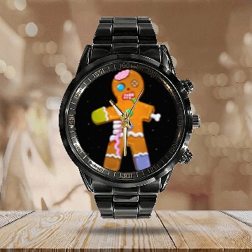 Discover Zombie Christmas Gingerbread Man Scary xmass Krampus Cookie Calendar Steel Band Watch
