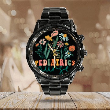Discover Groovy Wildflower Pediatrics nurses Tees Calendar Steel Band Watch