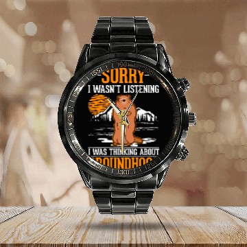 Discover Marmot Woodchuck Groundhog Calendar Steel Band Watch