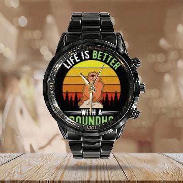 Discover Life is better with a Groundhog Woodchuck Marmot 31 Calendar Steel Band Watch