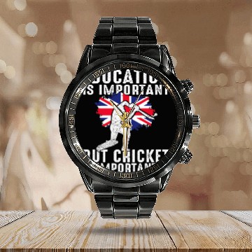Discover Cricket Fan Funny Education Is Important But Cricket Is Importanter 2 Baseball Tees Calendar Steel Band Watch