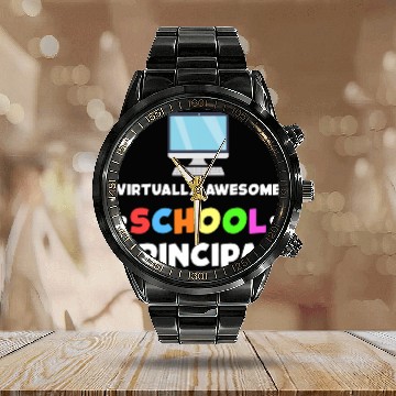 Discover School Principal Appreciation Virtually Awesome Zip Calendar Steel Band Watch