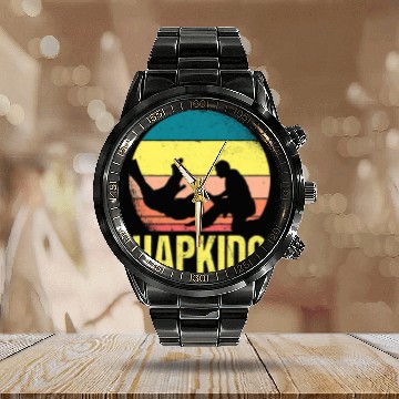 Discover Retro Hapkido Silhouette Korean Martial Art Lover Calendar Steel Band Watch