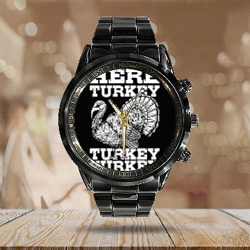 Discover Turkey Hunting Bird Hunter Thanksgiving Calendar Steel Band Watch
