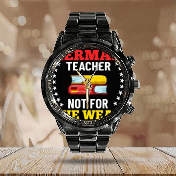Discover German Teacher Germany Flag Language Lesson Student 3 Zip Calendar Steel Band Watch