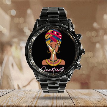 Discover Black History Afro American Black Women Ancestors Juneteenth Baseball Tees Calendar Steel Band Watch