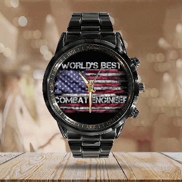 Discover vintages USA American Flag Worlds bests Combat Engineer Baseball Tees Calendar Steel Band Watch