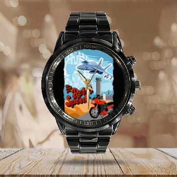 Discover Retro Speed F14 fighter jet fighter pilot Ninja 900 buzz Calendar Steel Band Watch