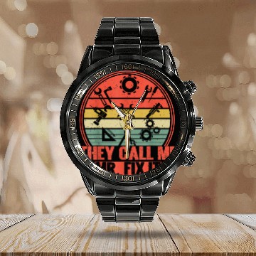 Discover Handyman Dad They Call Me Mr Fix It Repairman Calendar Steel Band Watch