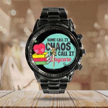 Discover Daycare Teacher Funny Daycare Calendar Steel Band Watch for School Worker Calendar Steel Band Watch