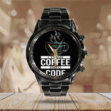 Discover Software Engineer Coder Programmer I Turn Coffee Into Code Calendar Steel Band Watch