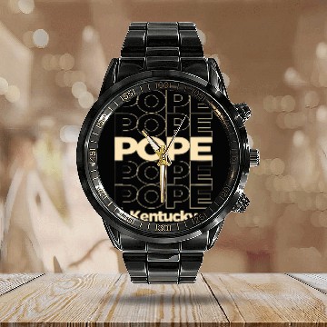 Discover vintages Pope Kentucky Repeating Text Calendar Steel Band Watch