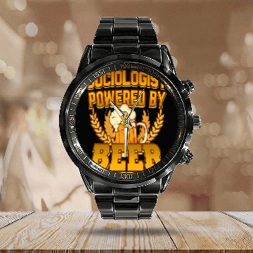 Discover Sociologist Powered By Beer Calendar Steel Band Watch