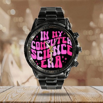 Discover Computer Science Era Retro Programmer Geekery Coding Calendar Steel Band Watch