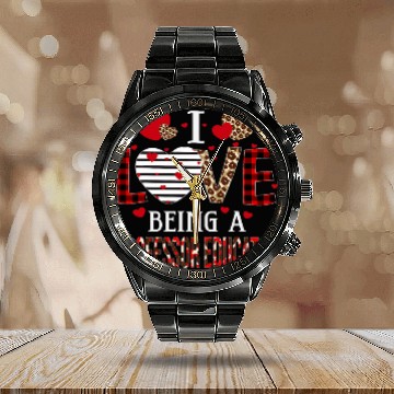 Discover I Love Being A Professor Educator Red Plaid Valentines Calendar Steel Band Watch